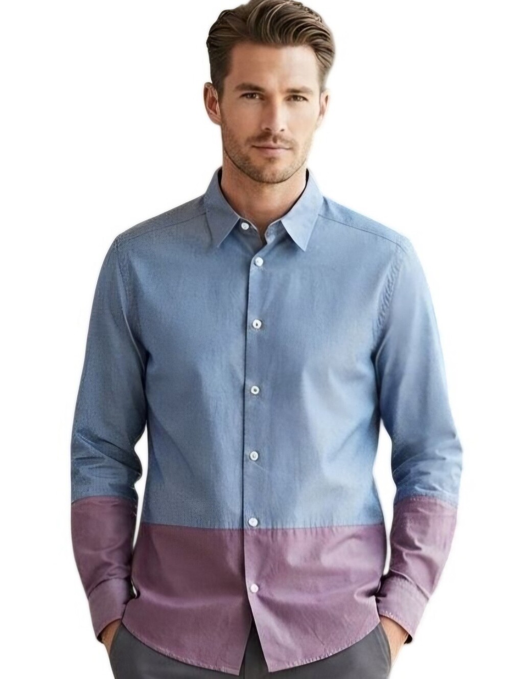 Paul Smith PS Tonic Contrast Blue Pink Sustainable Cotton Shirt Size L